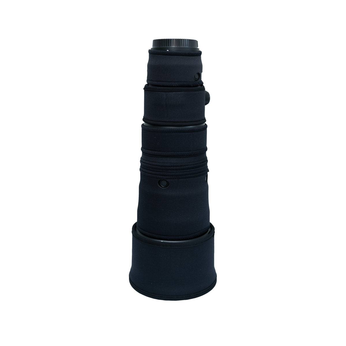 Top view of the Yurecam black lens cover on the Nikon Z 600mm f/6.3 PF
