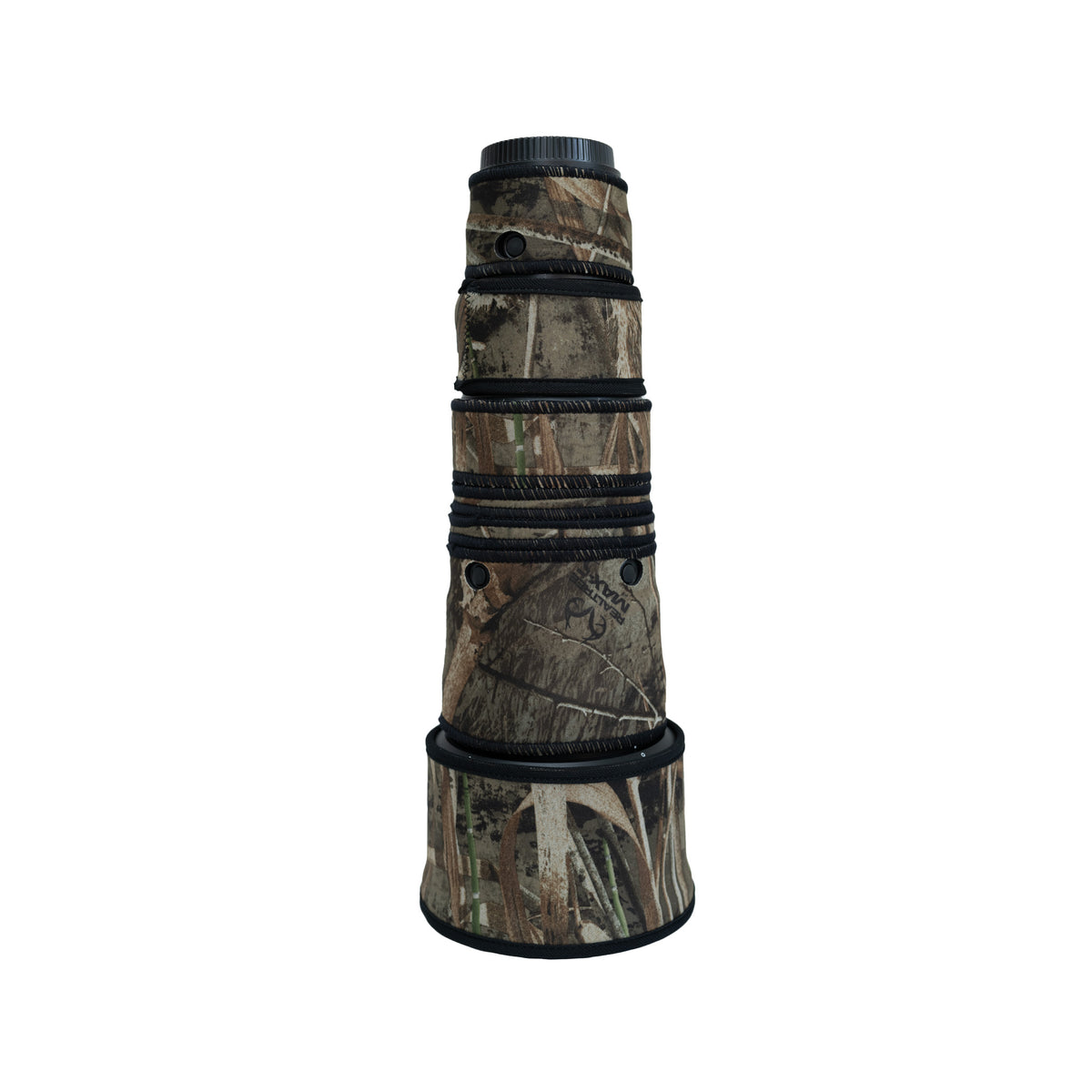 Top view of the Max Camo lens cover on the Nikon Z 600mm f/6.3 PF