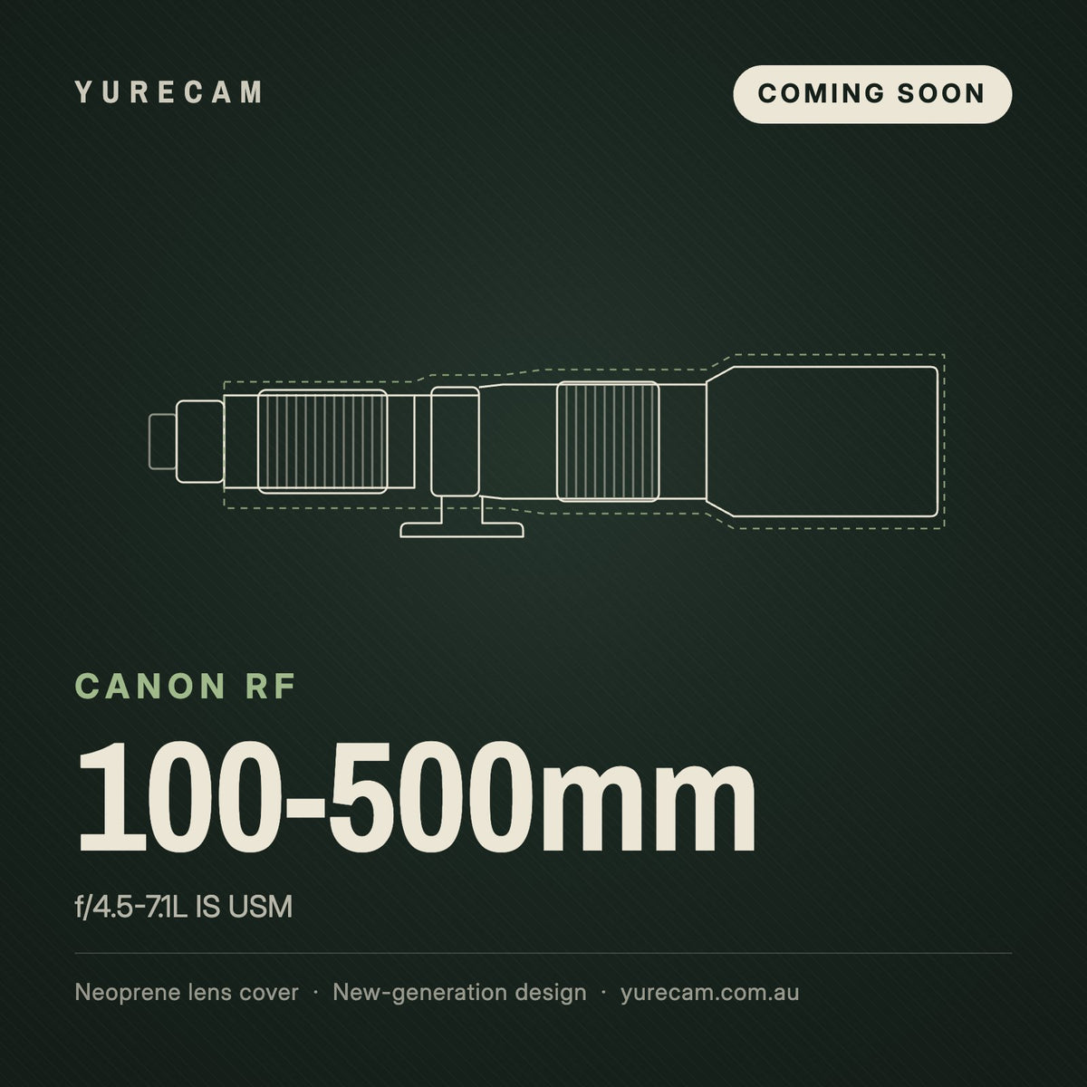Canon RF 100-500mm lens cover by Yurecam – coming soon